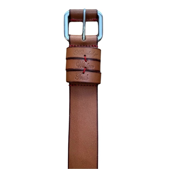 Robert Graham Men's 38 Knowledge Wisdom Truth Genuine Leather Belt Cognac Brown - Picture 3 of 5